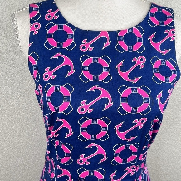 Macbeth Collection Navy Nautical Anchor Sleeveless Sheath Dress Size XS - Picture 2 of 7